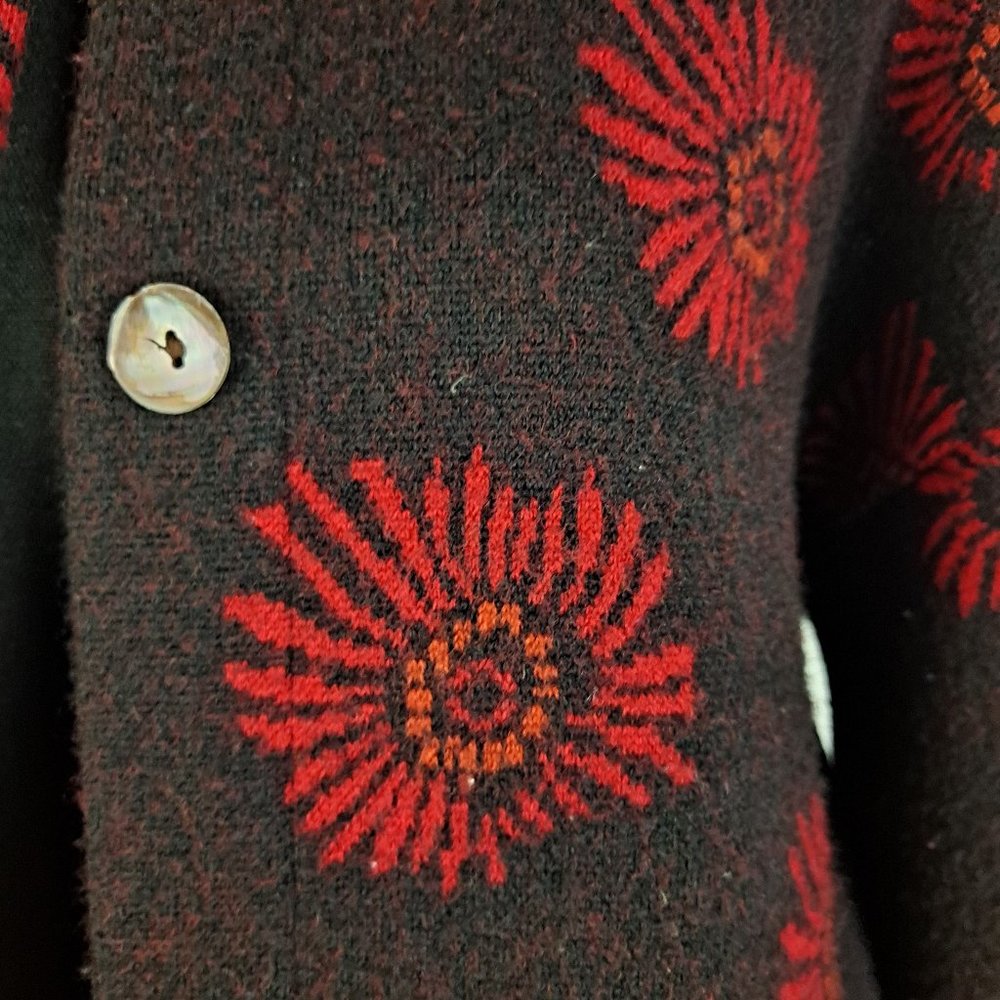 Moe Wool Button Down Sunflower Design Jacket Size… - image 6